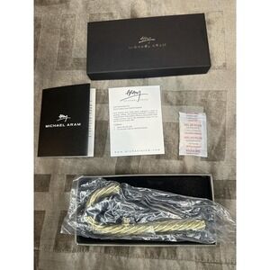 Michael Aram Twist Candy Cane Ornament Goldtone Metal Holiday Tree Box Gift